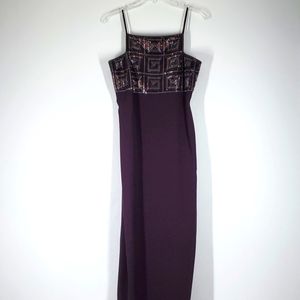 Daymour Couture Purple Spagetti Strapped Beaded Evening Gown 10 NWOT